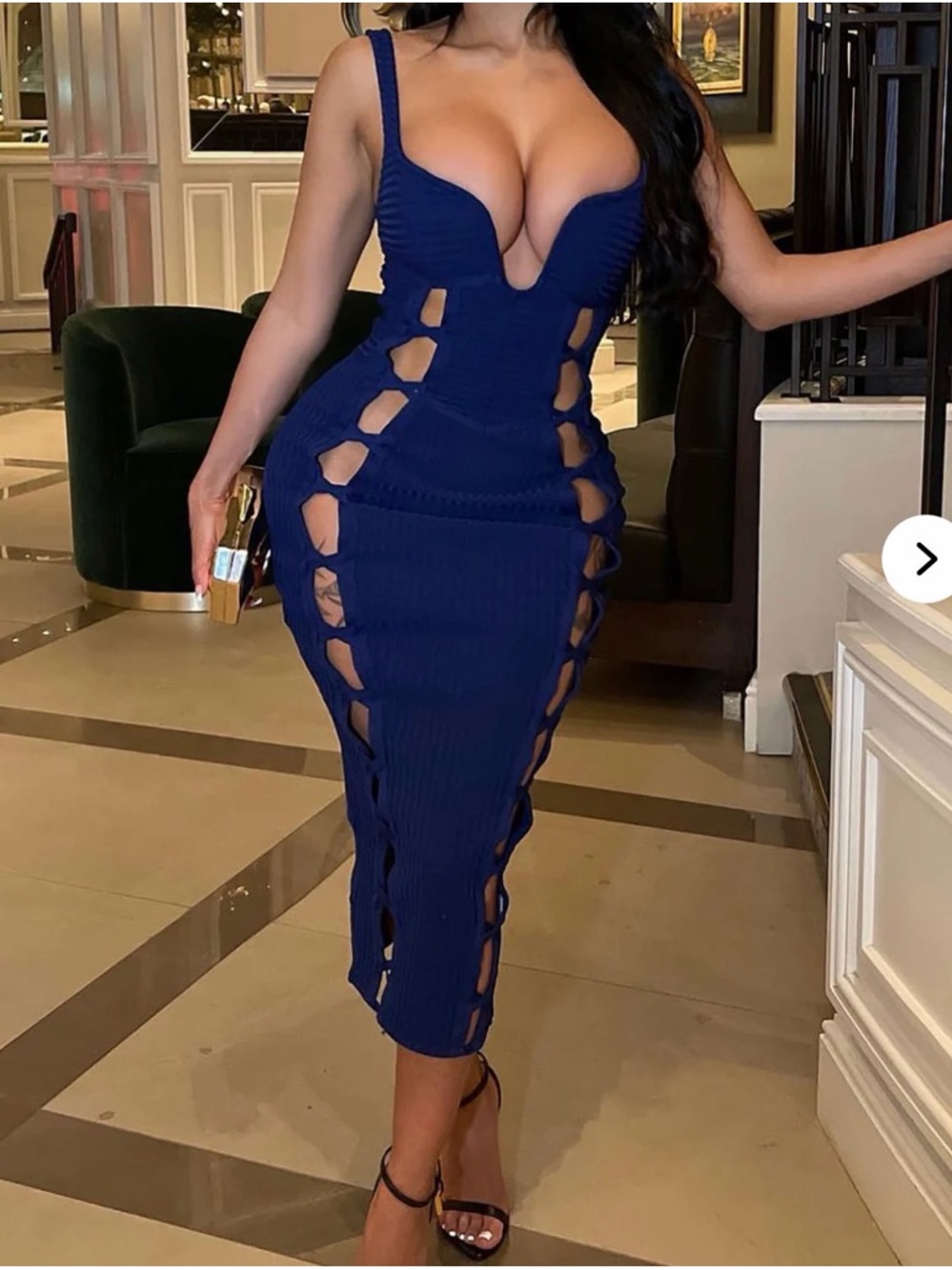 Blue Cutout Bodycon Dress - Sleek Women’s Evening Dress